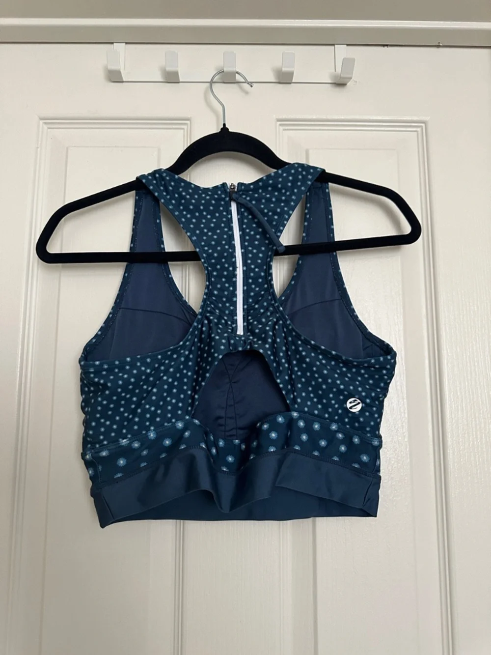 Blue Polka Dot Women’s Bikini Set - Sporty Crop Top & High-Waist Bottoms - Picture 4 of 7